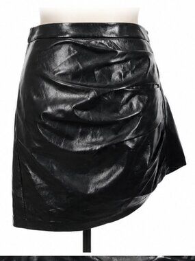 NWT ELOQUII Black Faux Leather Ruched Mini Skirt Size 28